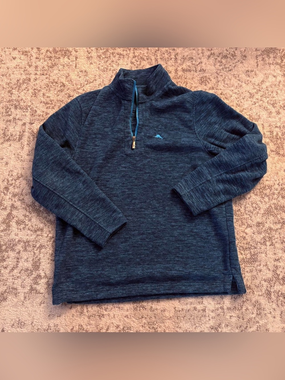 Tommy Bahama Blue Fuzzy Quarter Zip Size Medium
